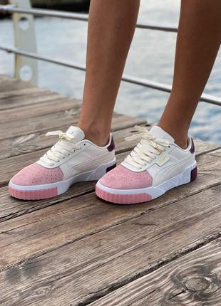 Женские модные кроссовки puma cali белые с розовым (красивые кроссовки пума кали)2 фото