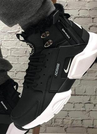 Зимние кроссовки на меху nike air huarache black white зимние кроссовки найк хуараче (40-45)434 фото