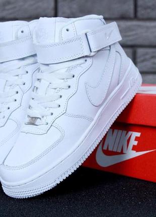 Зимние кожаные кроссовки с мехом nike air force 1 high white winter 38