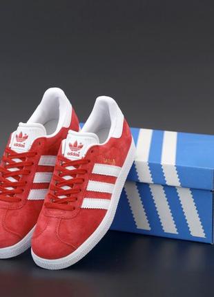 Кроссовки adidas gazelle og vintage красные (адидас газели мужские и женские размеры 36-45)1 фото