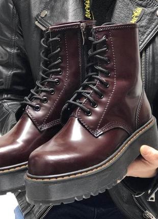 Жіночі черевики 36-розмир, dr. martens jadon rainbow patent бордового кольору (доктор мартінс жадон бордові)