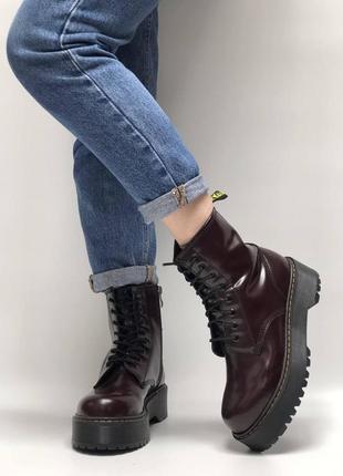 Жіночі черевики 36-розмир, dr. martens jadon rainbow patent бордового кольору (доктор мартінс жадон бордові)4 фото