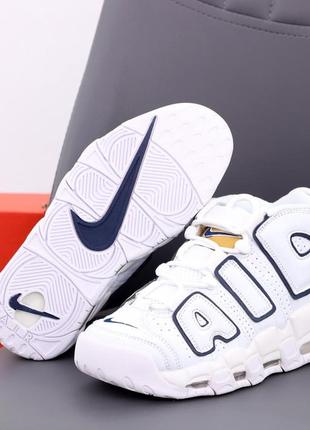 Кроссовки nike air more uptempo 96 white navy blue (найк аптемпо бело-синие (42-45)42