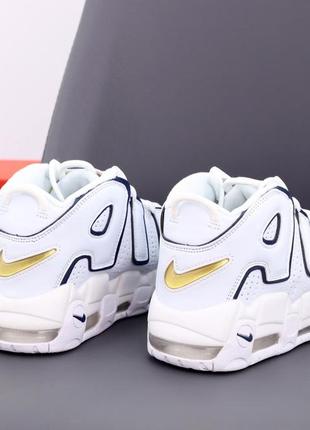 Кроссовки nike air more uptempo 96 white navy blue (найк аптемпо бело-синие (42-45)428 фото