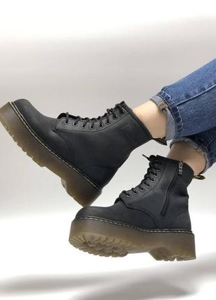 Женские кожаные ботинки dr. martens jadon black crazy horse (доктор мартинс жадон черного цвета кожаные 36-40)