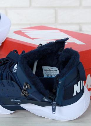 Чоловічі зимові кросівки на хутрі 41 nike huarache x acronym navy blue (зимові кросівки найк хуарачена хутром)9 фото