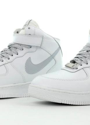 Зимні шкіряні кросівки на хутрі nike air force 1 high white winter(чоловічі та жіночі розміри (36-45)8 фото