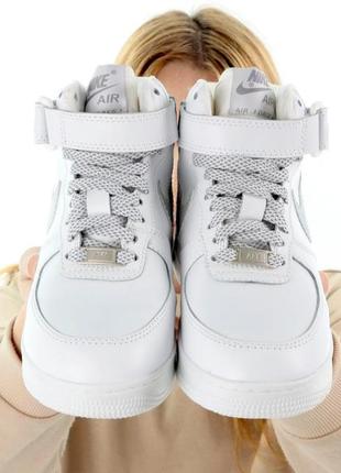 Зимні шкіряні кросівки на хутрі nike air force 1 high white winter(чоловічі та жіночі розміри (36-45)2 фото