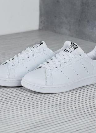 Кроссовки adidas stan smith white black (адидас стен смит белые с черной пяткой)3 фото