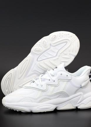 Білі шкіряні кросівки adidas ozweego white (адіас озвіго чоловічі та жіночі розміри 36-45) рефлективн36
