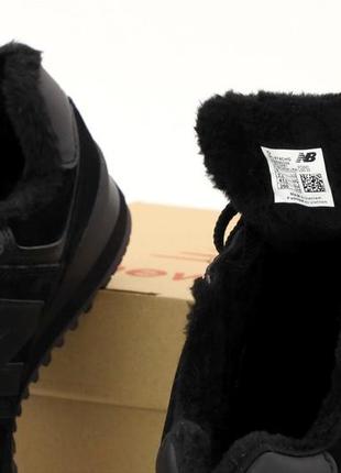 Зимние черные замшевые кроссовки new balance 574 black winter (теплые кроссовки нью баланс на меху)40-455 фото