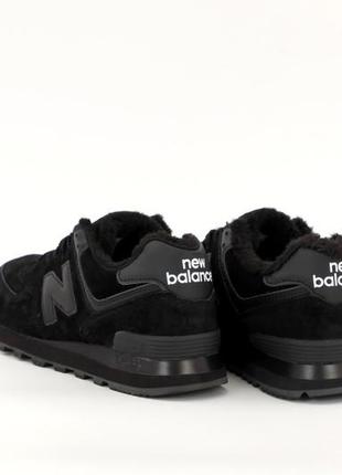 Зимові чорні замшеві кросівки new balance 574 black winter (теплі кросівки нью баланс на хутрі)40-456 фото