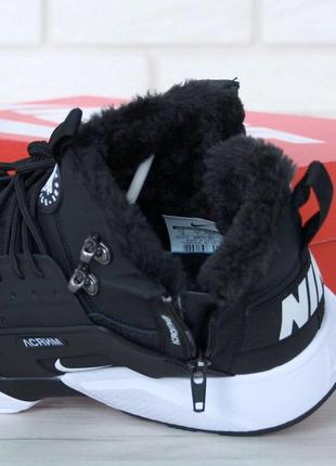 Теплі зимові кросівки на хутрі huarache x acronym city winter чорно-білі найк хуараче (40-44)443 фото