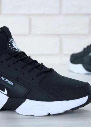 Теплі зимові кросівки на хутрі huarache x acronym city winter чорно-білі найк хуараче (40-44)446 фото