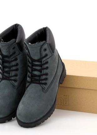 Чоловічі черевики timberland classic boots grey сірого кольору на хутрі (сірі черевики тімберленд)40,41.