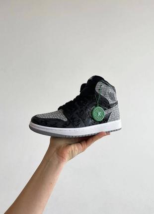 Високі баскетбольні кросівки nike air jordan 1 retro (модні сіро чорного кольору(38,42.)7 фото