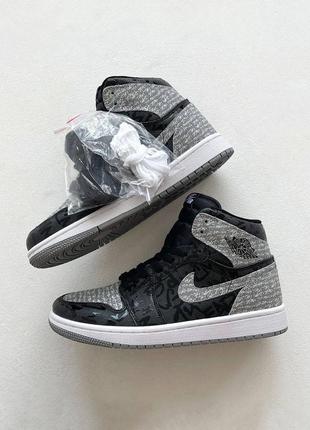 Високі баскетбольні кросівки nike air jordan 1 retro (модні сіро чорного кольору(38,42.)4 фото