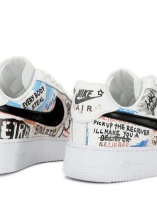 Кроссовки nike air force pauly vlone pop (найк аир форс 1 белые низкие с надписями) мужские и женские размеры6 фото