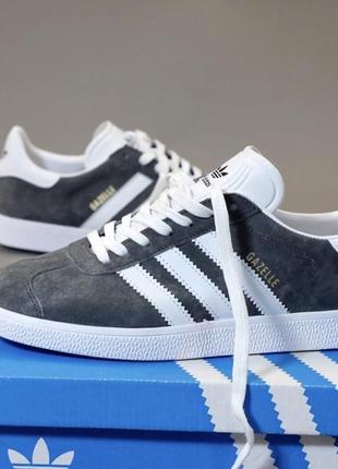 Мужские кроссовки adidas gazelle og grey серые (адидас газели) замша(41-45)441 фото