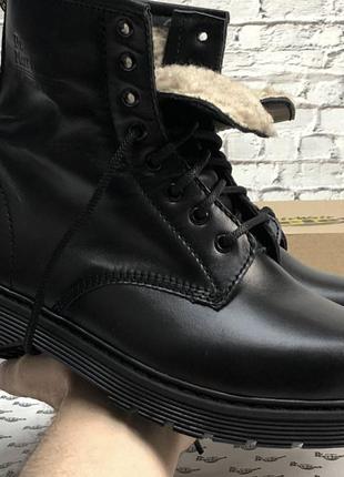 Зимні чоловічі чоботи шкіряні на хутрі dr. martens black(41)