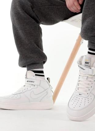 Зимні кожані кросівки з міхом чоловічі та жіночі nike air force 1 high white winter(36,38,5,39)9 фото