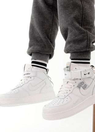 Зимні кожані кросівки з міхом чоловічі та жіночі nike air force 1 high white winter(36,38,5,39)10 фото