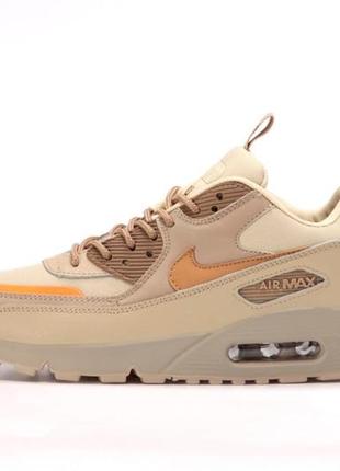 Мужские кожаные кроссовки nike air max 90 surplus cordura (песочные/бежевые)найк аир макс 90(41-45)6 фото