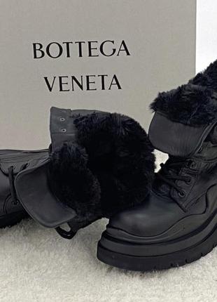 Жіночі зимні шкіряні чоботи на хутрі bottega veneta черные(36-40)5 фото