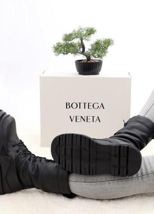 Жіночі зимні шкіряні чоботи на хутрі bottega veneta черные(36-40)7 фото