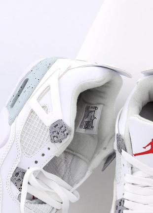 Высокие кроссовки nike air jordan 4 retro white mint (найк аир джордан белые с серым)(41-45)418 фото