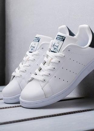 Кроссовки adidas stan smith white blue1 фото