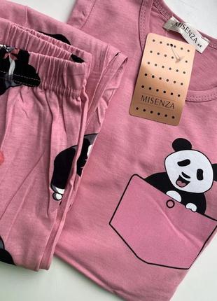 Детская пижамка розового цвета турецкого производителя misenza футболка и штаны✨