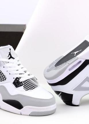 Баскетбольные  кроссовки nike air jordan 4 retro white grey (найк аир джордан ретро бело-серые)(40-46)407 фото