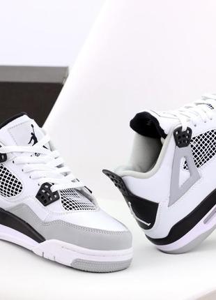 Баскетбольные  кроссовки nike air jordan 4 retro white grey (найк аир джордан ретро бело-серые)(40-46)409 фото