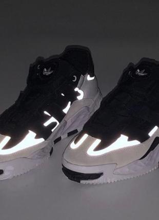 Модные рефлективные кроссовки adidas niteball white black (кроссовки адидас найтболл белые с черным)(36-45)418 фото