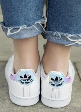 Кроссовки adidas stan smith белые с глянцем,размер 36,375 фото