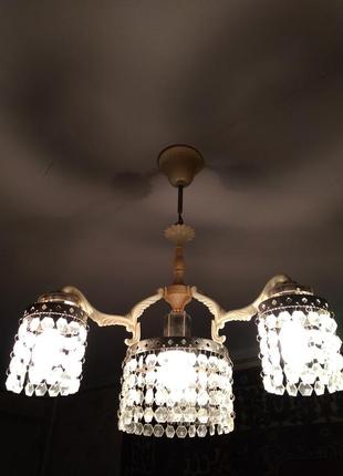 Люстра потолочная на 4 лампочки советская ссср как хрустальная чехия