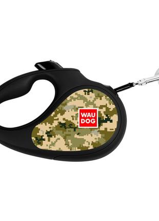 Поводок-рулетка для собак waudog r-leash, рисунок "милитари", xs, до 12 кг, 3 м, светоотражающая лен5 фото