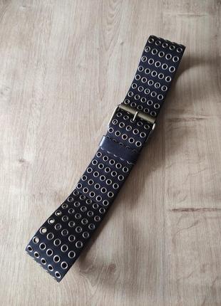 Стильный женский широкий кожаный ремень genuine leather, германия,р. 80-85