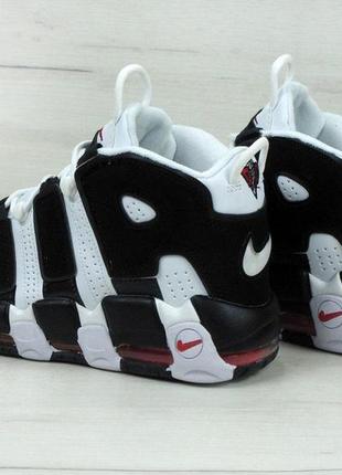 Кожаные высокие кроссовки nike air more uptempo black white (кроссовки найк аптемпо черно-белые 36-45)386 фото