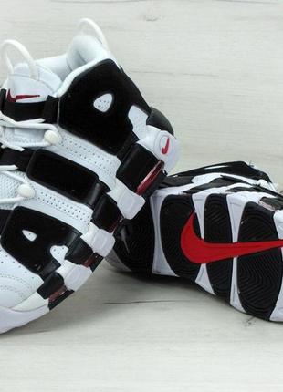 Кожаные высокие кроссовки nike air more uptempo black white (кроссовки найк аптемпо черно-белые 36-45)387 фото