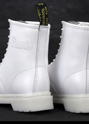 Жіночі шкіряні черевики dr martens 1460 triple white (доктор мартінс 1460 білі демісезонні)3 фото