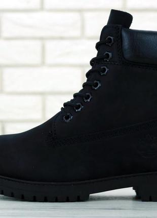Ботинки кожаные timberland 6 inch черного цвета без меха демисезонные 37-40,1 фото
