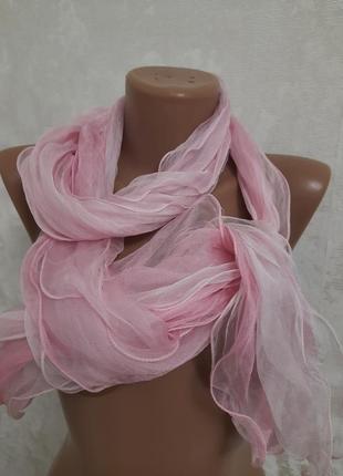 Дизайнерский нежный невесомый шелковый шарф волаными6 фото