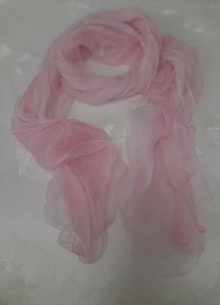 Дизайнерский нежный невесомый шелковый шарф волаными3 фото