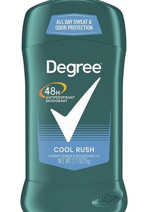 Чоловічий натуральний дезодорант антиресперант від degree, cool rush mens deodorant stick, стиковий, 74г