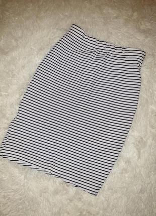 Юбки летняя белая в синюю полоску