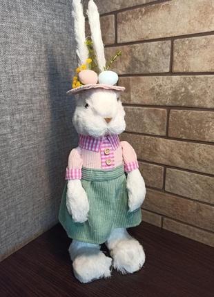 Кролик декоративный эко декор к пасхи, статуэтка солома