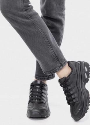 Кожаные кроссовки skechers NVLM 2250 bbk (kw5113) black/black