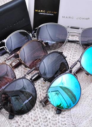 Фірмові круглі окуляри сонцезахисні marc john polarized mj0743 стімпанк з пружиною8 фото